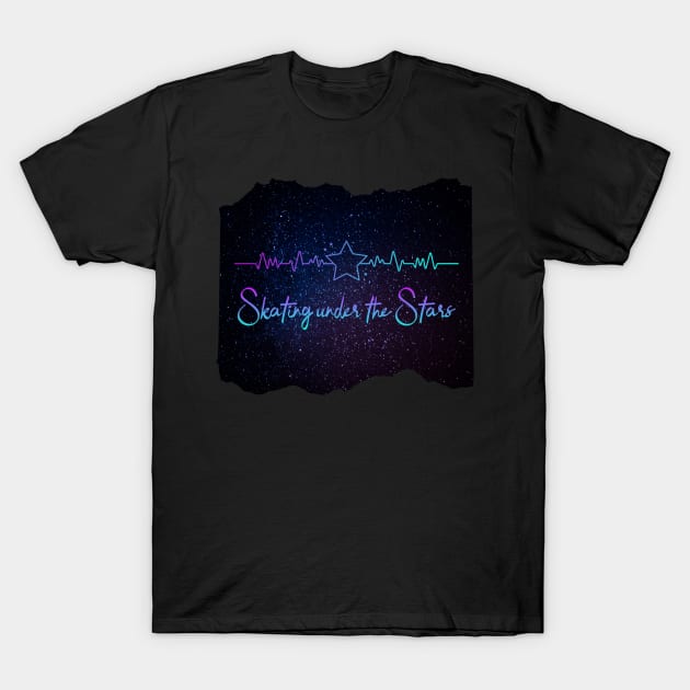 Skating under the Stars Heartbeat style T-Shirt by Skate Galaxy